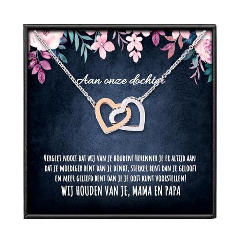 An meine Tochter Halskette | An unsere Tochter Halskette mit Zirkonia personalisierte Karte und Geschenkbox. Perfektes Geschenk für Geburtstag oder Weihnachten, 40-50cm, Sterling Silber, Zirkonia von BYLITZ