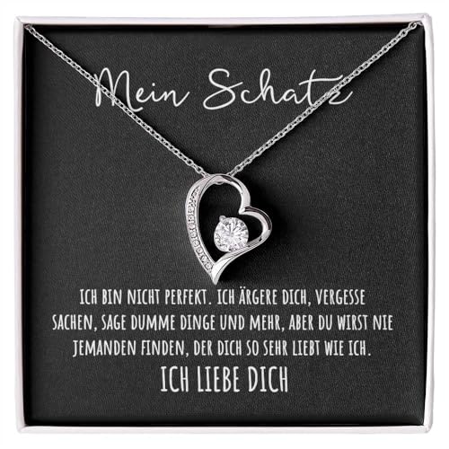 An meinen Schatz Kette mit Karte Herzkette mit LED Box und Spruch Halskette Damen Jahrestag Geschenk für Sie Frau Partnerin Freundin Verlobte Geburtstag Weihnachten (Standard Box - Herz V11) von BYLITZ