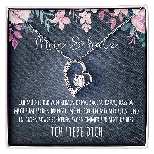 An meinen Schatz Halskette mit Karte Herz Kette mit LED Box und Spruch für Damen Frau Partnerin Freundin oder Verlobte zum Jahrestag Geburtstag Weihnachten (Standard Box - Herz V4) von BYLITZ