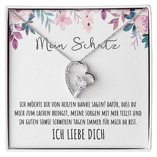 An meinen Schatz Halskette mit Karte Herz Kette mit LED Box und Spruch für Damen Frau Partnerin Freundin oder Verlobte zum Jahrestag Geburtstag Weihnachten (Standard Box - Herz V5) von BYLITZ