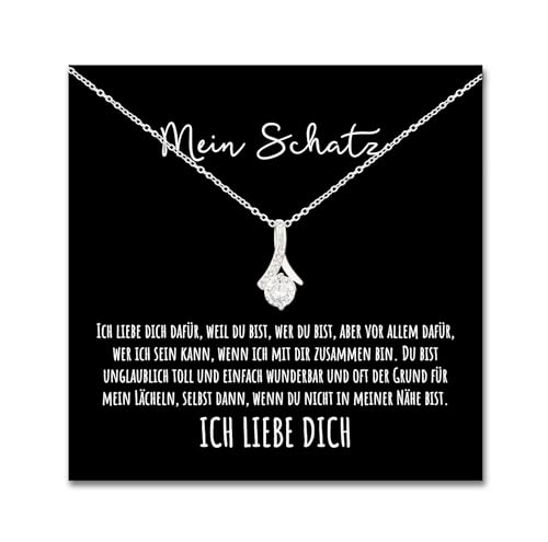An meinen Schatz Halskette mit Karte Herz Kette mit LED Box und Spruch für Damen Frau Partnerin Freundin oder Verlobte zum Jahrestag Geburtstag Weihnachten (Standard Box - Schlaufe) von BYLITZ