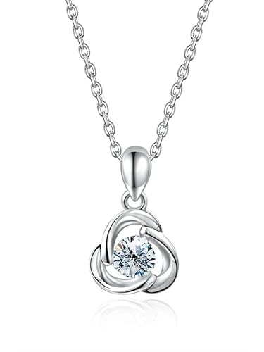 BYLITZ 1 Karat Moissanit-Diamant 925 Silber Kette mit Geschenkbox & Zertifikat Halskette für Mama Mutter Geschenk zum Geburtstag Muttertag Frauentag Weihnachten (Knoten - 0.5 Karat) von BYLITZ