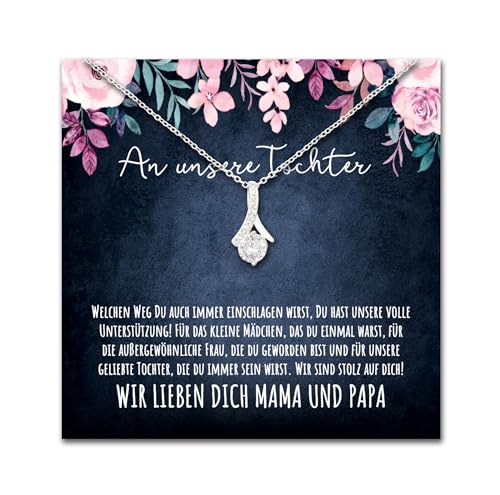 Geschenk für Tochter Herz Halskette Geschenke für Frauen Tochter Mädchen Kette mit personalisierter Karte und Geschenk Box zum Geburtstag Hochzeit Weihnachten (LED Box - Schlaufe) von BYLITZ