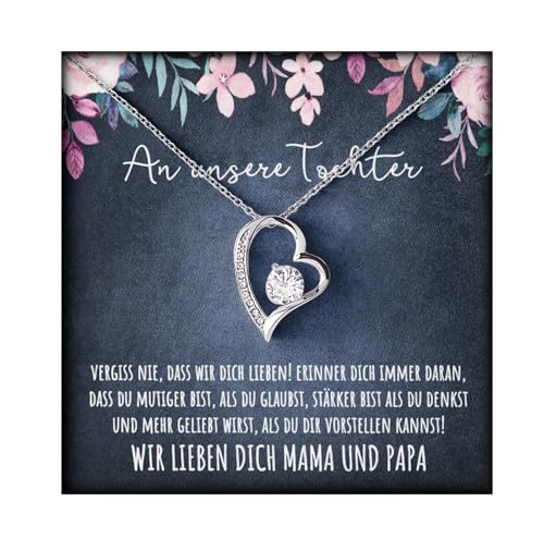 Geschenk für Tochter Herz Halskette Geschenke für Frauen Tochter Mädchen Kette mit personalisierter Karte und Geschenk Box zum Geburtstag Hochzeit Weihnachten (LED Box - Herz) von BYLITZ