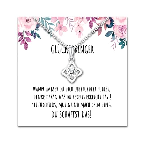 Du Schaffst Das Glücksbringer Geschenke für Frauen Tochter Mädchen Kette mit personalisierter Karte Geschenk Box Aufmunterung Prüfung Abitur Gute Besserung Mutmacher Familie Freund Patient Pärchen von BYLITZ