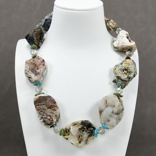 BYLSAGWHT 20" Mushroom Reliquiae Agate With Quartz Crystal Necklace 20'' Women Jewelry Gifts von BYLSAGWHT