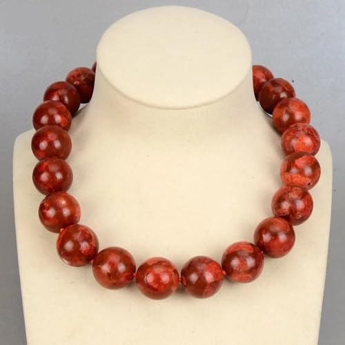 BYLSAGWHT 22MM Red Spong Coral Round Coral Short Necklace Four Seasons Chocker Necklace For Women BYLSAGWHT 22MM Red Spong Coral Round Coral Short Necklace Four Seasons Chocker Necklace For Women von BYLSAGWHT