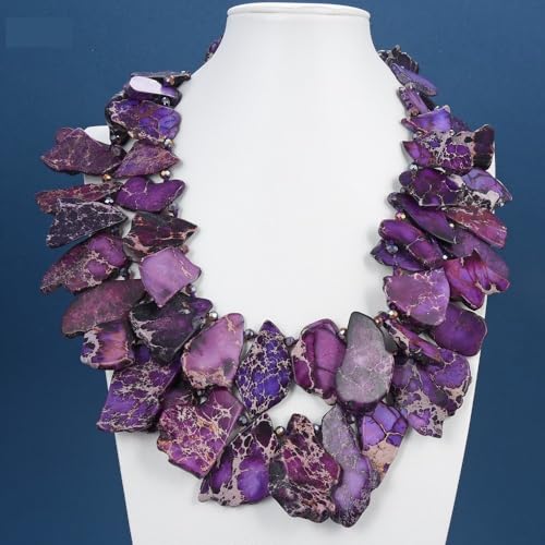 BYLSAGWHT Heavy Jewelry 22'' 2 Rows Purple Sea Sediment Imperial Jaspers Crystal Necklace For Women von BYLSAGWHT