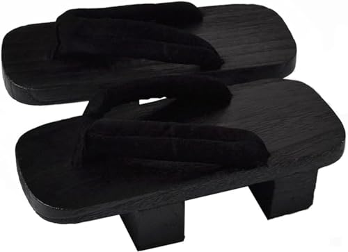 BYLUM Geta Hausschuhe,Japanische Clog Sandalen,Japanische Geta-Schuhe Aus Holz Traditionelle,Zwei Zähne High Heels,Reiner handgefertigter Fischgräten,Herren Damen(6,37EU) von BYLUM