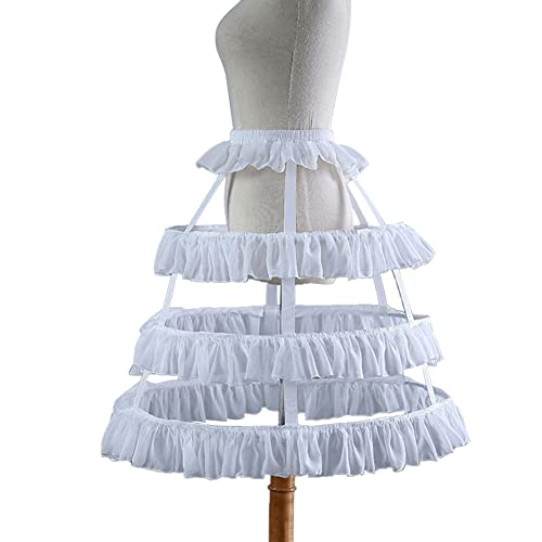 3 Reifen Rock Petticoat Unterrock Reifrock Underskirt Crinoline Damen Kleid Kurzer Unterrock Hohler Rock Petticoat Hochzeit Braut Rüschen Breiter Krinoline für Tutu Hochzeitskleid Ballkleid Cosplay von BYNYXI