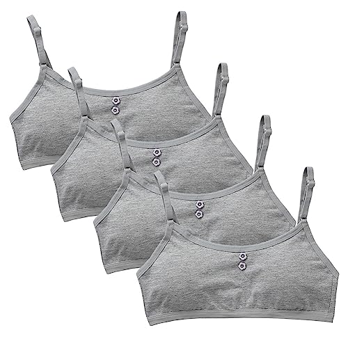 BYNYXI 4 Stück Mädchen Sport BH, Trägertop Kinder Mädchen Bustier Weste BH Full Cup Atmungsaktiv Unterwäsche BH Baumwolle Bralette Trägertop Nahtloser Trainings-BH für 9-14 Jahre Kinder Teenager von BYNYXI