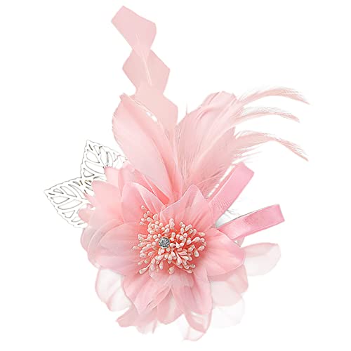 BYNYXI Blumen Brosche, Damen Fascinator Feder Brosche Corsage Haarspange Brosche Stoff Fascinator Haarspange Hutfeder Kopfschmuck Braut Haarschmuck Feder Brosche für Hochzeit Cocktail Party von BYNYXI