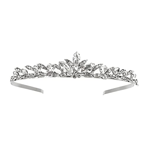 BYNYXI Braut Tiara Hochzeit Silber, Braut Stirnband Strass mit Perle Prinzessin Tiara Strass Krone für Mädchen Frauen Haarreifen Hochzeit Silber Haarband Diadem für Braut Blumenmädchen Haarschmuck von BYNYXI