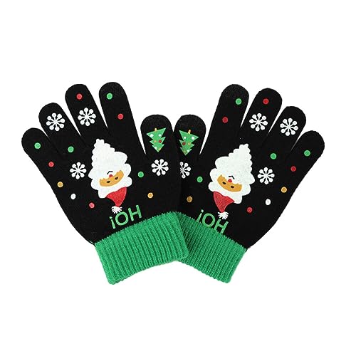 BYNYXI Weihnachten Handschuhe Kinder, Touchscreen Strickhandschuhe Stretch Vollfinger Handschuhe Warme Winterhandschuhe Fäustlinge Handschuhe Stricken Outdoor Handschuhe für Jungen Mädchen 6-10 Jahre von BYNYXI
