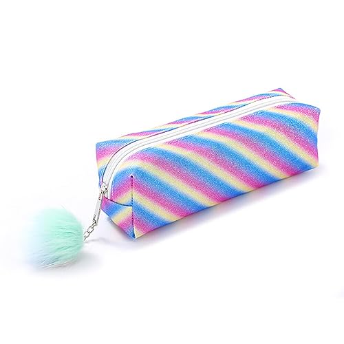 Federmäppchen Federtaschen, Buntes Stifteetui Schule Bleistift Teenager Mädchen Mäppchen Gestreiftes Regenbogen Etui Stifte Single Stiftemäppchen für Schule & Büro, 22cmx6cmx7cm von BYNYXI