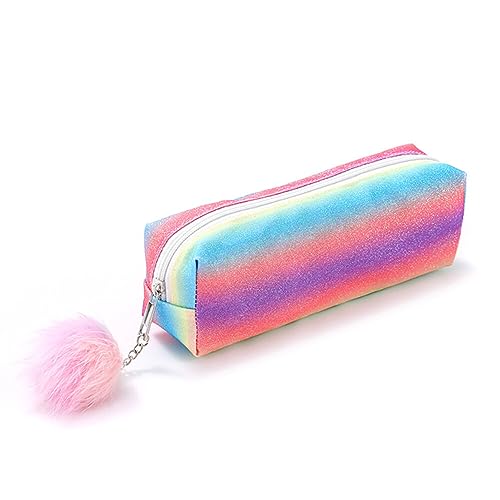 Federmäppchen Federtaschen, Buntes Stifteetui Schule Bleistift Teenager Mädchen Mäppchen Gestreiftes Regenbogen Etui Stifte Single Stiftemäppchen für Schule & Büro, 22cmx6cmx7cm von BYNYXI