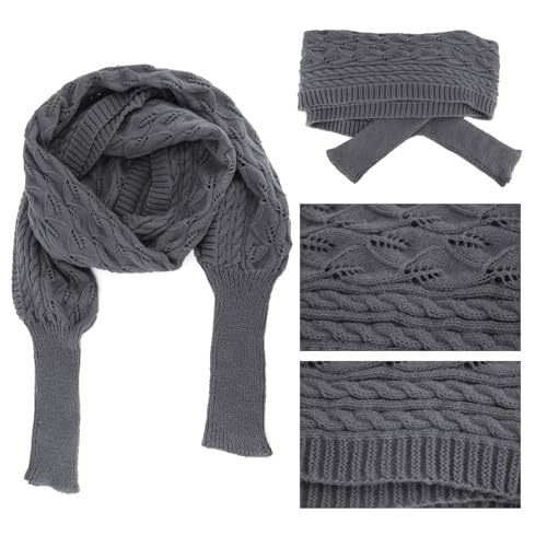 Gestrickter Schal mit ärmeln, Damen Wickelschal mit ärmeln Elegant Winter Ärmelschal Warm Gestrickter Schal Wickelschal Sweater Scarf Mode Winterschal Einfarbig Wrap Schal Shawl Cape Strickschals von BYNYXI