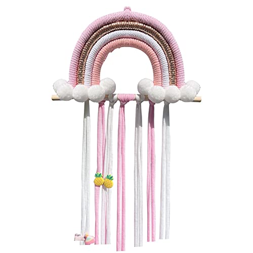 Haarspangen Aufbewahrung Regenbogen, Mädchen Haarschleifenhalter zum Aufhängen von Haarspangen Regenbogen Quasten Wandaufhänger Haarschmuck Halter für Kinder Zimmer Wanddeko-25cmx80cm von BYNYXI