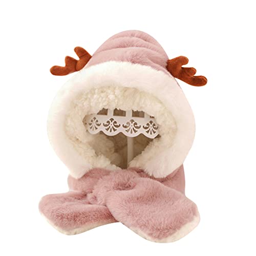 Kinder Schalmütze Mädchen Jungen, Plüschmütze mit Rentier Schlupfmütze Mädchen Wintermütze Plüsch Schlupfmütze Warm Mütze Beanie Mütze Babymütze Earflap Mütze für Kinder Baby 0-6 Jahre von BYNYXI