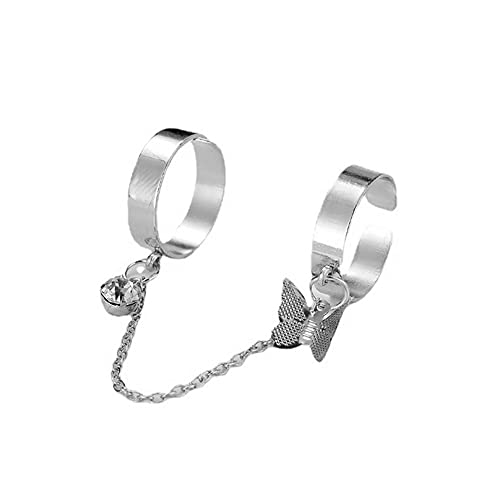 BYNYXI Vintage Knuckle Ring Set, Punk Ringe Verstellbare Öffnungsring Damen Ringe mit Kette Verbunden Fingerring Stapelbare Ringe Kreuz Punk Goth Ring für Frauen Männer Finger Schmuck Geschenk von BYNYXI