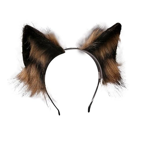 Wolfsohren Stirnband, Plüsch Katzenohren Wolf Ohren Anime Halloween Kostüm Haarnadel Haarschmuck Damen Kinder Plüsch Wolf Fuchs Ohren Cosplay Kopf Zubehör für Halloween Weihnachten Cosplay Party von BYNYXI