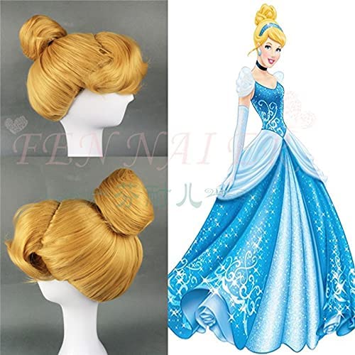 Halloween Damen Cinderella Prinzessin Cosplay Perücke Blond Rollenspiel Klassische Hochsteckfrisur Haar-Kostüme von BYOOTI