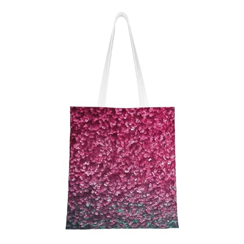 3D rosa Glitzer-Tragetasche für Damen, Canvas-Schultertasche mit Taschen, Einkaufstasche, niedlich, wiederverwendbar, Einkaufstasche von BYPPJGH