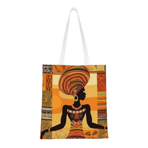 Afrikanische Frauen-Tragetasche für Damen, Canvas-Schultertaschen mit Taschen, Einkaufstasche, niedlich, wiederverwendbar, Einkaufstasche Afrikanische Frauen-Tragetasche für Damen, Canvas-Schultertaschen mit Taschen, Einkaufstasche, niedlich, wiederverwendbar, Einkaufstasche von BYPPJGH