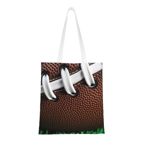 American Football-Schnürsenkel-Tragetasche für Damen, Canvas-Schultertasche mit Taschen, Einkaufstasche, niedlich, wiederverwendbar, Einkaufstasche von BYPPJGH
