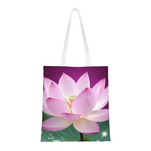 Asiatische Lotusblumen-Tragetasche für Damen, Segeltuch-Schultertasche mit Taschen, Einkaufstasche, niedlich, wiederverwendbar, Einkaufstasche Asiatische Lotusblumen-Tragetasche für Damen, Segeltuch-Schultertasche mit Taschen, Einkaufstasche, niedlich, wiederverwendbar, Einkaufstasche von BYPPJGH