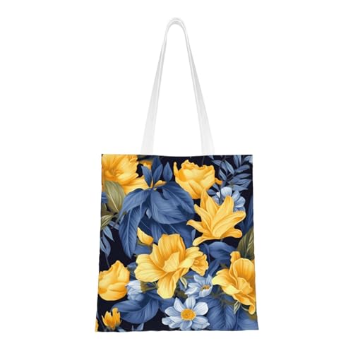 Blue Base Einkaufstasche für Damen, Segeltuch, Schultertaschen mit Taschen, Einkaufstasche, niedlich, wiederverwendbar, Gelb Blue Base Einkaufstasche für Damen, Segeltuch, Schultertaschen mit Taschen, Einkaufstasche, niedlich, wiederverwendbar, Gelb von BYPPJGH