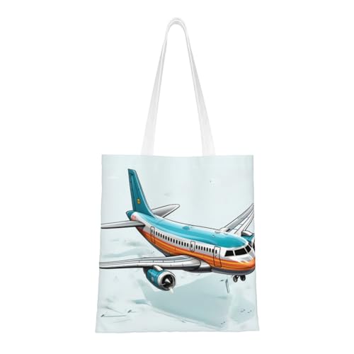 Cartoon-Flugzeug-Tragetasche für Damen, Segeltuch-Schultertaschen mit Taschen, Einkaufstasche, niedliche, wiederverwendbare Einkaufstasche Cartoon-Flugzeug-Tragetasche für Damen, Segeltuch-Schultertaschen mit Taschen, Einkaufstasche, niedliche, wiederverwendbare Einkaufstasche von BYPPJGH