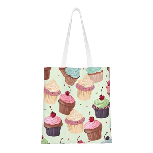 Cupcake-Tragetasche für Damen, Segeltuch-Schultertaschen mit Taschen, Einkaufstasche, niedliche, wiederverwendbare Einkaufstasche Cupcake-Tragetasche für Damen, Segeltuch-Schultertaschen mit Taschen, Einkaufstasche, niedliche, wiederverwendbare Einkaufstasche von BYPPJGH