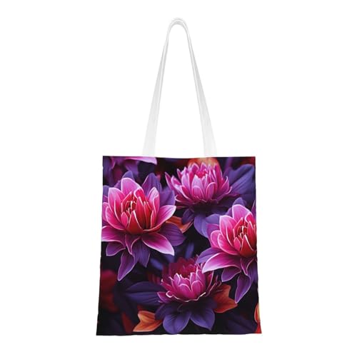 Einkaufstasche aus Segeltuch mit Blumenblättern, lila und rot, für Damen, Einkaufstasche, niedlich, wiederverwendbar, Einkaufstasche Einkaufstasche aus Segeltuch mit Blumenblättern, lila und rot, für Damen, Einkaufstasche, niedlich, wiederverwendbar, Einkaufstasche von BYPPJGH