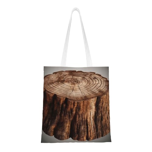 Einkaufstasche aus Segeltuch mit Taschen, Einkaufstasche, niedlich, wiederverwendbar, Motiv: Eichenstumpf Einkaufstasche aus Segeltuch mit Taschen, Einkaufstasche, niedlich, wiederverwendbar, Motiv: Eichenstumpf von BYPPJGH