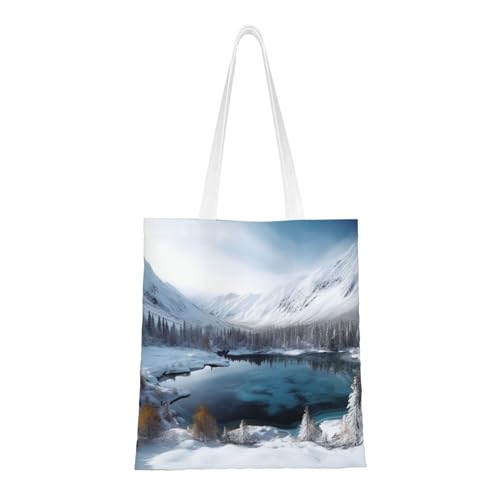 Einkaufstasche für Damen, Motiv: Winterberge, Schneeszene, Segeltuch, Schultertaschen mit Taschen, Einkaufstasche, niedlich, wiederverwendbar, Einkaufstasche Einkaufstasche für Damen, Motiv: Winterberge, Schneeszene, Segeltuch, Schultertaschen mit Taschen, Einkaufstasche, niedlich, wiederverwendbar, Einkaufstasche von BYPPJGH