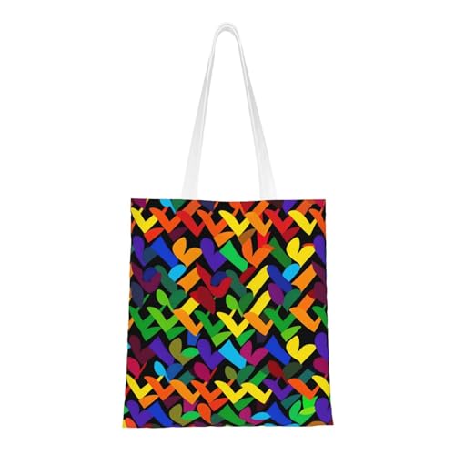 Gay Pride Regenbogen-Tragetasche für Damen, Segeltuch, Schultertaschen mit Taschen, Einkaufstasche, niedlich, wiederverwendbar, Einkaufstasche Gay Pride Regenbogen-Tragetasche für Damen, Segeltuch, Schultertaschen mit Taschen, Einkaufstasche, niedlich, wiederverwendbar, Einkaufstasche von BYPPJGH