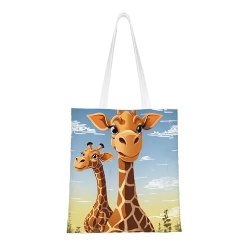 Giraffen-Tragetasche für Damen, Segeltuch-Schultertasche mit Taschen, Einkaufstasche, niedlich, wiederverwendbar, Einkaufstasche von BYPPJGH