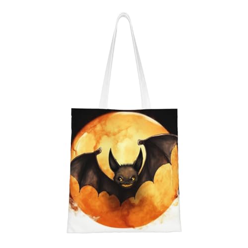 Halloween-Fledermaus-Tragetasche für Damen, Segeltuch-Schultertasche mit Taschen, Einkaufstasche, niedliche, wiederverwendbare Einkaufstasche Halloween-Fledermaus-Tragetasche für Damen, Segeltuch-Schultertasche mit Taschen, Einkaufstasche, niedliche, wiederverwendbare Einkaufstasche von BYPPJGH