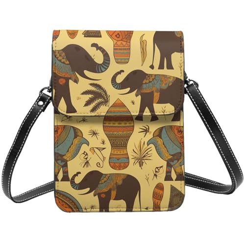 Kleine Umhängetasche für Damen und Mädchen, Afrika, Elefant, Handygeldbörse, PU-Leder, Geldbörse mit Schultergurt von BYPPJGH