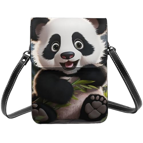 Kleine Umhängetasche für Damen und Mädchen, niedliches Tier-Panda-Handy, Geldbörse, PU-Leder, Geldbörse mit Schultergurt von BYPPJGH