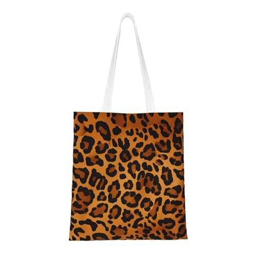 Leoparden-Tragetasche für Damen, Canvas-Schultertaschen mit Taschen, Einkaufstasche, niedlich, wiederverwendbar, Einkaufstasche Leoparden-Tragetasche für Damen, Canvas-Schultertaschen mit Taschen, Einkaufstasche, niedlich, wiederverwendbar, Einkaufstasche von BYPPJGH