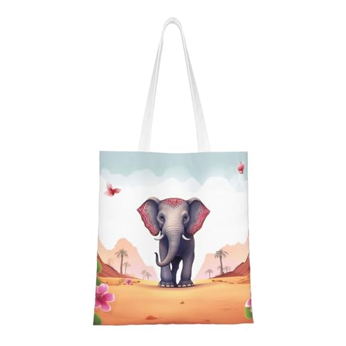 Lucky Elephant Tragetasche für Damen, Segeltuch, Schultertaschen mit Taschen, Einkaufstasche, niedlich, wiederverwendbar, Einkaufstasche Lucky Elephant Tragetasche für Damen, Segeltuch, Schultertaschen mit Taschen, Einkaufstasche, niedlich, wiederverwendbar, Einkaufstasche von BYPPJGH