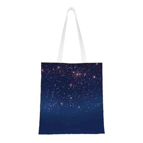 Marineblaue Tragetasche mit Himmel und Sternen, Segeltuch, Schultertaschen mit Taschen, Einkaufstasche, niedliche, wiederverwendbare Einkaufstasche Marineblaue Tragetasche mit Himmel und Sternen, Segeltuch, Schultertaschen mit Taschen, Einkaufstasche, niedliche, wiederverwendbare Einkaufstasche von BYPPJGH
