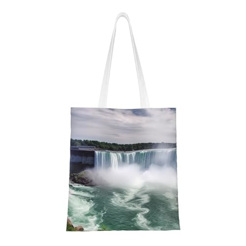 Niagara Fall-Tragetasche für Damen, Segeltuch, Schultertaschen mit Taschen, Einkaufstasche, niedlich, wiederverwendbar, Einkaufstasche Niagara Fall-Tragetasche für Damen, Segeltuch, Schultertaschen mit Taschen, Einkaufstasche, niedlich, wiederverwendbar, Einkaufstasche von BYPPJGH