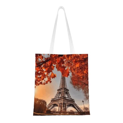Paris Eiffelturm mit Herbstblättern, Tragetasche für Damen, Segeltuch, Schultertaschen mit Taschen, Einkaufstasche, niedlich, wiederverwendbar, Einkaufstasche Paris Eiffelturm mit Herbstblättern, Tragetasche für Damen, Segeltuch, Schultertaschen mit Taschen, Einkaufstasche, niedlich, wiederverwendbar, Einkaufstasche von BYPPJGH