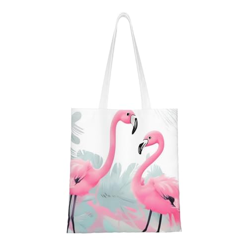 Rosafarbene Flamingo-Tragetasche für Damen, Canvas-Schultertaschen mit Taschen, Einkaufstasche, niedliche, wiederverwendbare Einkaufstasche Rosafarbene Flamingo-Tragetasche für Damen, Canvas-Schultertaschen mit Taschen, Einkaufstasche, niedliche, wiederverwendbare Einkaufstasche von BYPPJGH