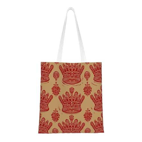Rote Krone, Tragetasche für Damen, Segeltuch, Schultertaschen mit Taschen, Einkaufstasche, niedlich, wiederverwendbar, Einkaufstasche Rote Krone, Tragetasche für Damen, Segeltuch, Schultertaschen mit Taschen, Einkaufstasche, niedlich, wiederverwendbar, Einkaufstasche von BYPPJGH