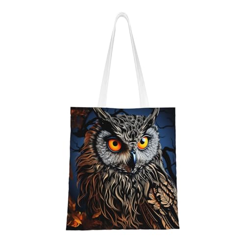 Schwarze Eulen-Tragetasche für Damen, Canvas-Schultertaschen mit Taschen, Einkaufstasche, niedliche, wiederverwendbare Einkaufstasche Schwarze Eulen-Tragetasche für Damen, Canvas-Schultertaschen mit Taschen, Einkaufstasche, niedliche, wiederverwendbare Einkaufstasche von BYPPJGH