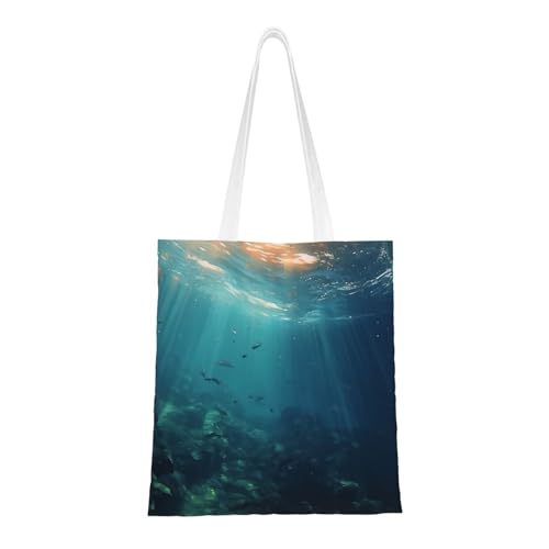 Sea Tote Bag für Damen, Segeltuch-Schultertaschen mit Taschen, Einkaufstasche, niedliche, wiederverwendbare Einkaufstasche Sea Tote Bag für Damen, Segeltuch-Schultertaschen mit Taschen, Einkaufstasche, niedliche, wiederverwendbare Einkaufstasche von BYPPJGH